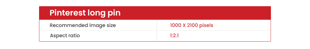 Pinterest long pin dimensions