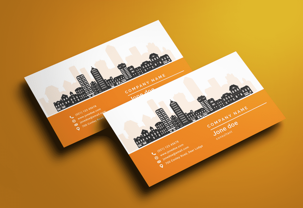 Real Estate Business Card Template   with a city landscape 