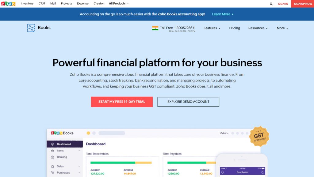 Zoho Books Accounting Software for Small Business and Startups