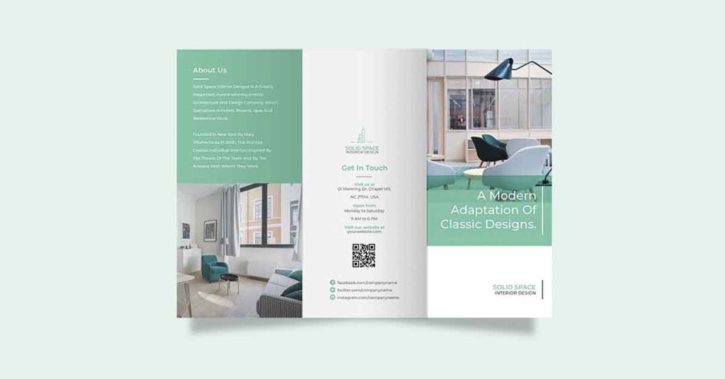 Brochure for an interior design company