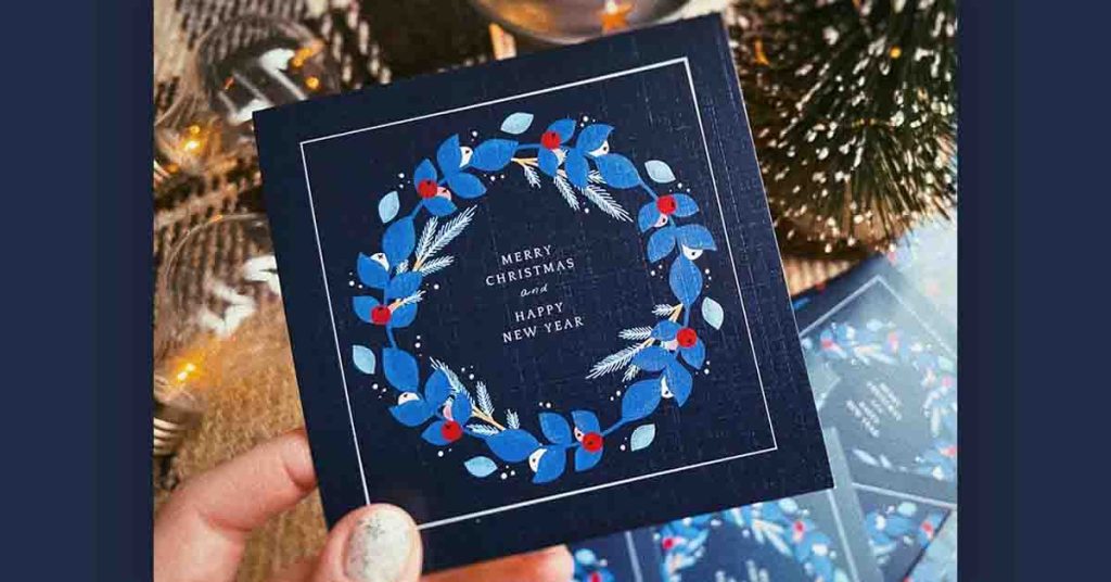 blue corporate christmas card designs